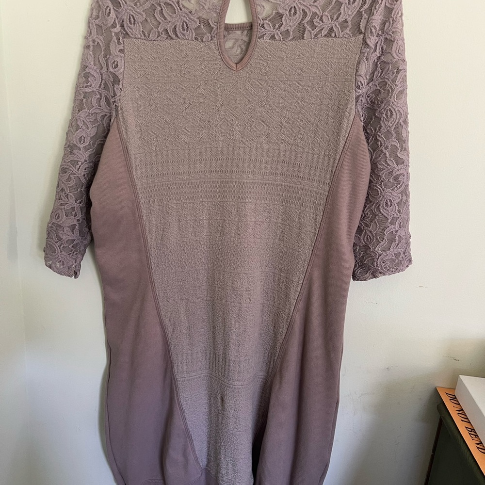 Sundance Manette Dress Medium Gray Lace 3/4 Sleeve (altered)from long sleeve - Picture 10 of 10
